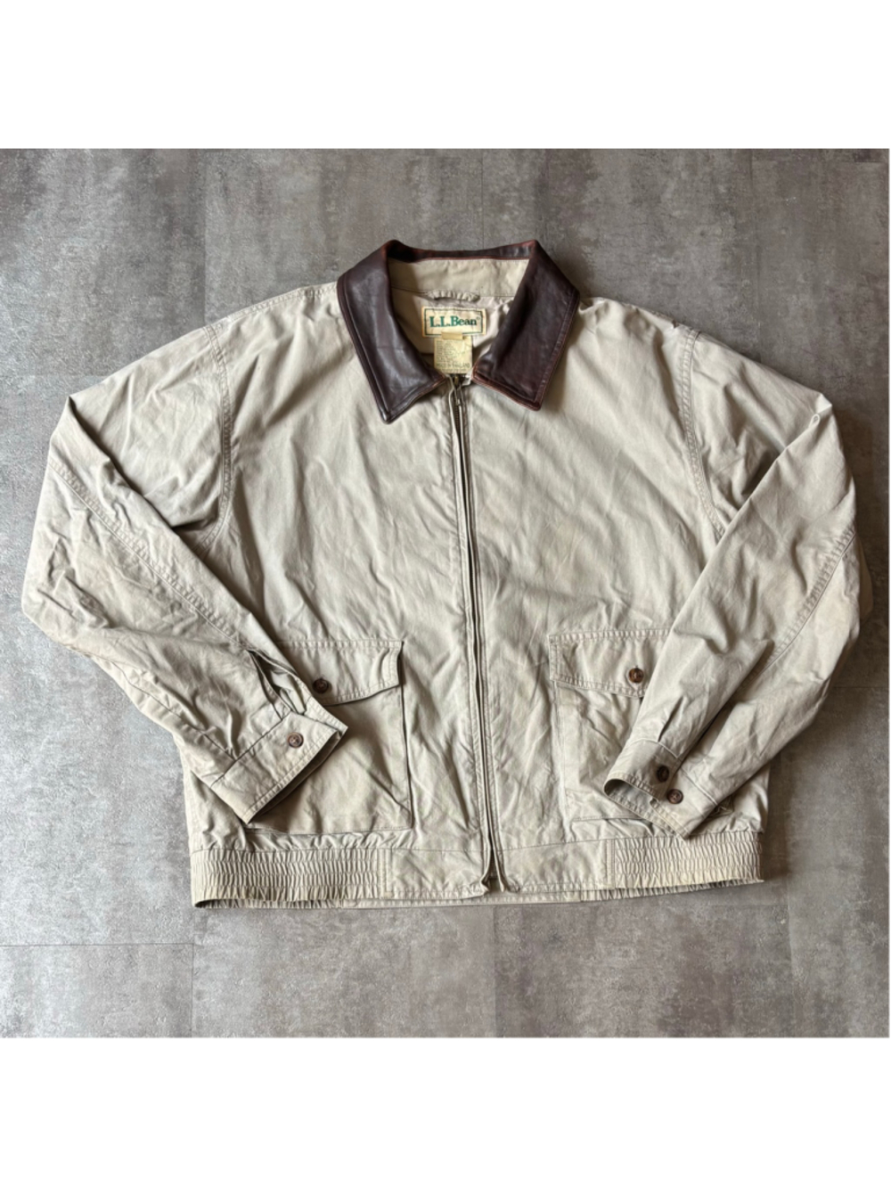 Vintage LL Bean Chore Jacket Mens Large Leather Collar